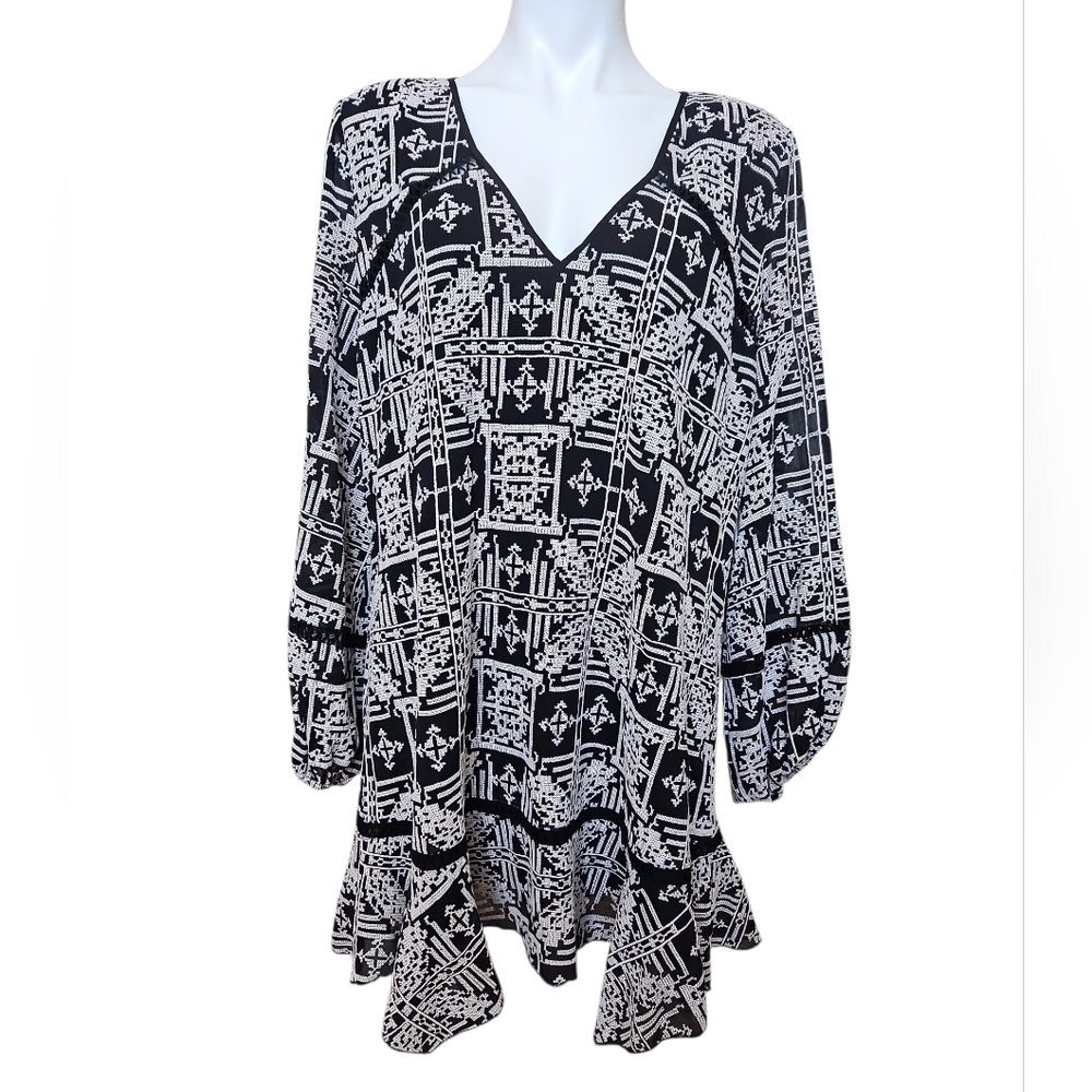 Red Carter Black and White Patterned Dress/ Swim Cover Up